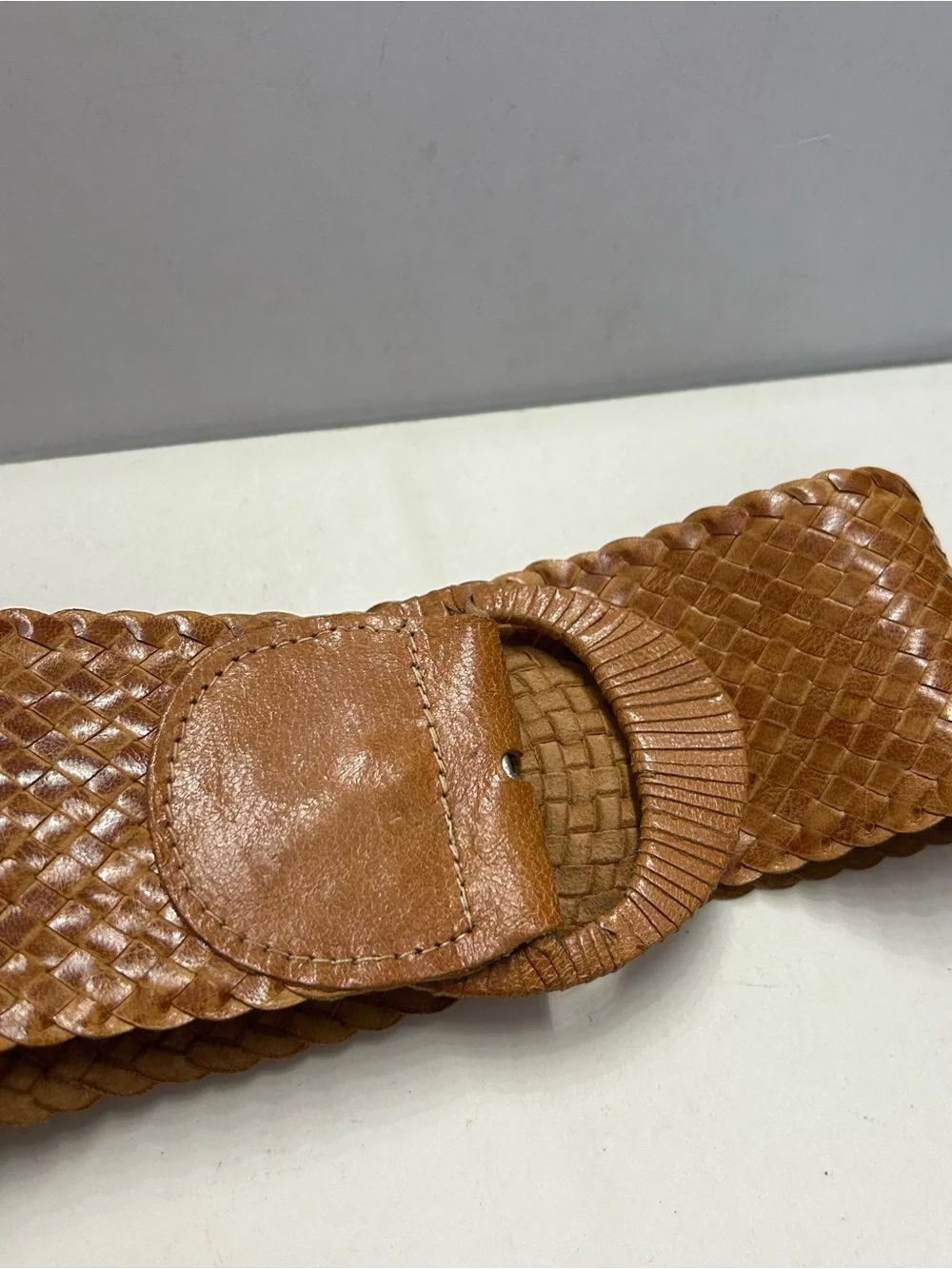 Vintage Talbots Wide Woven Genuine Leather Belt M